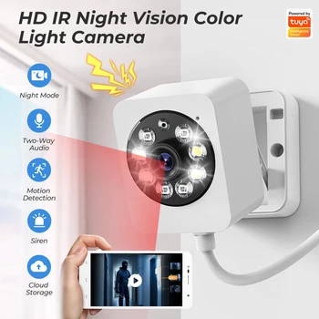 Камера за наблюдение на Hristo, Цветна камера за нощно виждане, 2,4 G WiFi, смарт камера като нощни лампи, поддръжка на 128 GB TF карта, управление на приложението, аудиодомофон