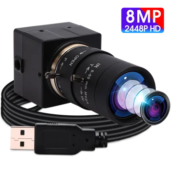 ELP 8MP IMX179 HD USB камера CS Mount с променливо фокусно разстояние, мини-увеличение уеб камера за онлайн-обучение/на живо/видео конферентна връзка