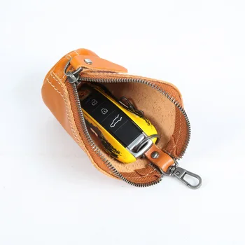Мъжка чанта за ключовете от колата, модерно кожена халка за ключове в ретро стил