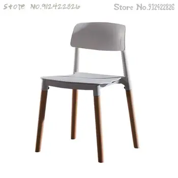 Скандинавски модерен прост пластмасов стол от масивно дърво, стол за почивка, ресторант за хранене на стол, стол за таланти, стол за възрастни, стол за конференция