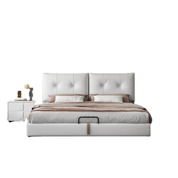 Спален комплект Мебели за дома Дървени двойни легла King Size, Модерни спални слушалки