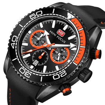 Мъжки водоустойчив Многофункционални спортни ръчни часовници Луксозна марка Relogio Masculino Reloj Hombre, черен силиконов каучук 0426