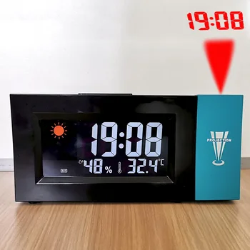 Цифров прожекционен будилник с функция за повторение на датата, Регулируем ъгъл на наклона на подсветката, Проектор led часовник с проекция на времето