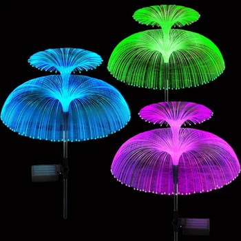 Двойна Слънчева светлина под формата на медузи, 7 цвята, Слънчеви градински фенери, led оптични фенери, Градинска Водоустойчива декоративна лампа за косене на трева, двор