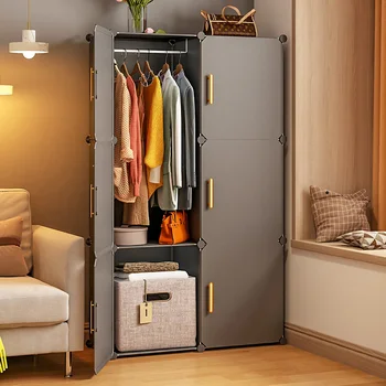 Шкаф за дрехи в дома спалнята Лесен Монтаж шкаф Икономичен рафтове за съхранение на пространството под наем
