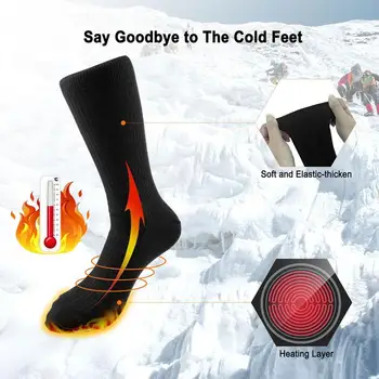 Чорапи с подгряване, електрически чорапи с отопление, акумулаторни, увеличена площ за отопление, Топли чорапи за краката, за къмпинг, туризъм, скално Катерене