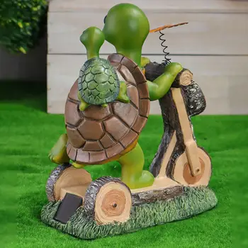 Очарователна фигурка на костенурка в слънчева батерия с ръчно рисувани, водоустойчива led декорации за двор, къща пътеки отвън