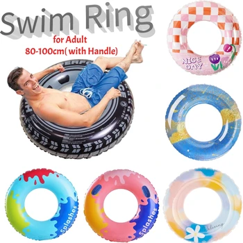 Надувное пръстен за плуване, 90 см, кръгове за басейни, Дизайн на гумите, PVC, преносими играчки за водни спортове за възрастни, оборудване за гмуркане