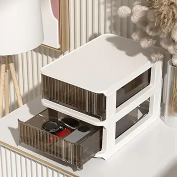 Козметичен Органайзер Многофункционален настолен кутия за съхранение, просторен Органайзер за офис, домашно Спални, двоен/троен за канцеларски материали