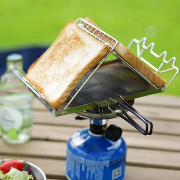 Сгъваема туристическа печка, Тостер, Поставка за тостер от неръждаема стомана за къмпинг, туризъм, инструменти за пикник, барбекю