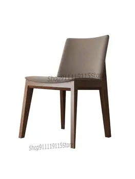 Трапезария стол от масивно дърво в скандинавски стил, Домакински Модерен Обикновен Кожен стол за хранене, стол за маникюрного салон, Текстилен маса за хранене, стол с облегалка