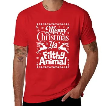 Нова тениска Весела Коледа Ya Filthy на Животните, мъжки облекла, мъжка тениска за тренировка