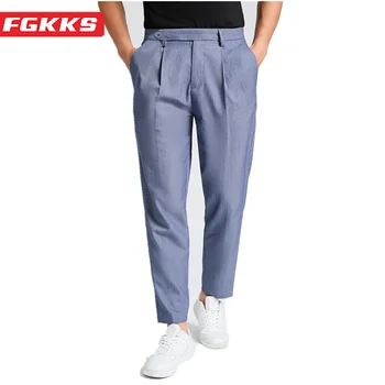 FGKKS 2023 Улични ежедневни панталони за мъже, обикновена дебнещ тенденция панталони, Висококачествен дизайн, Модерни ежедневни панталони за мъже