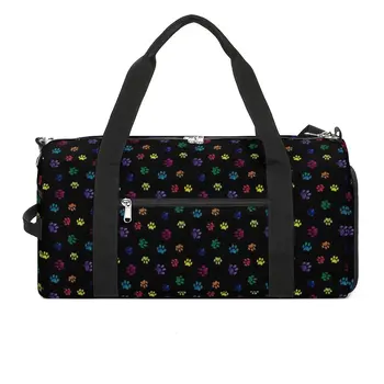Цветна спортна чанта с изображение на кучешки лапи, спортни чанти с принтом преливащи лапи, аксесоари за фитнес, Пътна чанта за тренировки, Новост, чанта за фитнес