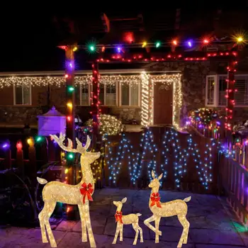 Коледна украса led лампа с изображение на северен елен Лос, светещи скулптури, градинска поляна, улични декорации за двор, Коледна украса