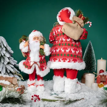 Кукла на Дядо Коледа детски подаръци, декорации за прозорци, Украшения за дома, аксесоари за сватбени партита 2024, Подарък за Нова година Навидад