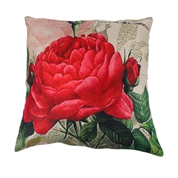 LUDA Реколта декоративна калъфка за възглавница от цветето лен, калъфка за домашно дивана, декоративните (цветни рози)