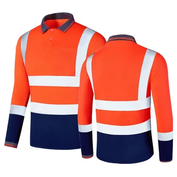 Размер S-6XL, мъжки работни ризи повишена сигурност с висока видимост, два цвята работни ризи с дълъг ръкав, мъжки строителна облекло Hi Vis