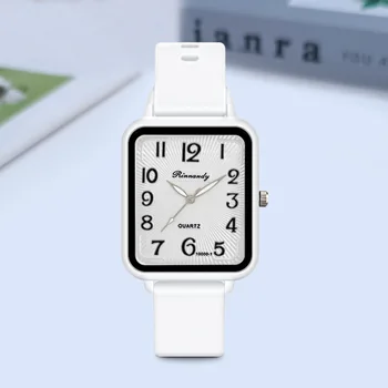 Модни дамски маркови часовници за почивка, правоъгълни цифрови прости дамски кварцови часовници, спортен силиконов каучук, дамски часовници