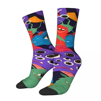 Happy мъжки чорапи, Чудовища, ретро, Хип-хоп, Безшевни чорапи за екипажа, подарък за рисуване с принтом