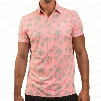 Летни Мъжки ризи-топка за голф С къс ръкав, ежедневни модерен риза с отворена воротом и бутони, Удобни дишащи тениски с къс ръкав