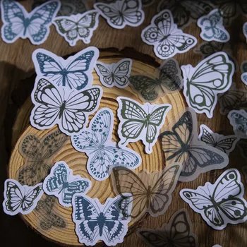 Ретро проба пеперуди, стикер с текстура на хартия от различни материали, НАПРАВИ си САМ, Scrapbooking, Ненужни Списание, Дневник, Планер, Декоративни стикери
