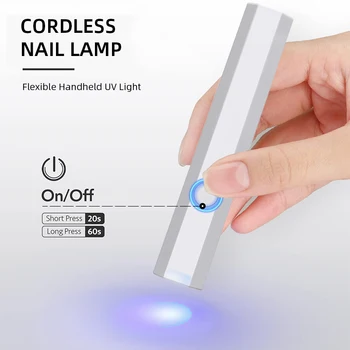 Мини Led Нов Сешоар За Нокти, Бързосъхнеща USB Акумулаторна Мини-Дръжка-Фенерче За Консервиране на Всички Гелове За нокти, Професионална Лампа За Нокти