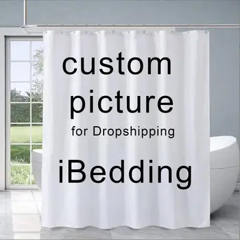 iBedding Потребителски завеси за душ, водонепропусклива завеса за баня, индивидуални снимки, декор за баня от полиестер с куки, Директна доставка