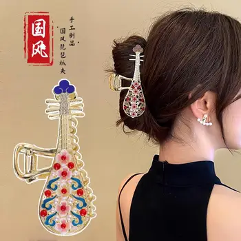 Китайски Ретро Музикален инструмент Метална Златна Цигулка Нокът за коса на Момичето Шнола за коса за жени Родословни Луксозни бижута на Едро Y2k Woman