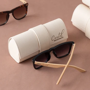 Персонални плажни слънчеви очила с предавателна кутия, обичай подарък за сватба, моминско парти, Стръмни слънчеви очила с дървена дръжка за шаферки