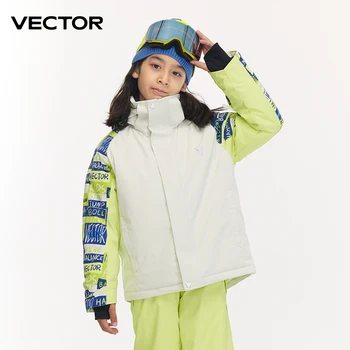 Векторна ски дрехи, Детски пуловер с качулка, Светоотражающая ски дрехи за момчета и момичета, Утолщенное топло Водонепроницаемое ски екипировка, ски костюм