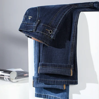 2023 Мъжки Широки прави дънки Пролетта на Нови ежедневни младежки панталони Модерен Класически Стрейчевые качествени мъжки маркови дънкови панталони