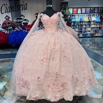 Розови Буйни рокли 2023, Сладка Принцеса с открити рамене, 15-16 Години, Роклята на Рожден Ден, Абитуриентски бал вечер С Опаковки