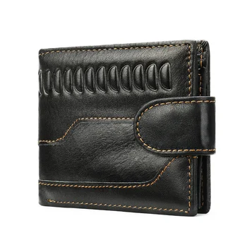 Vntage Man Малък преносим анти-кражба на чанта за карти от телешка кожа, мъжки портфейл за дреболии, Мъжки Кратък портфейл от естествена кожа За мъже
