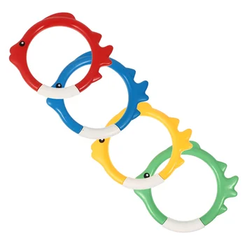 4 бр., цветен пръстен за гмуркане, забавна играчка, летни играчки, детски пръстени за плуване, Пластмасов басейн във формата на риба