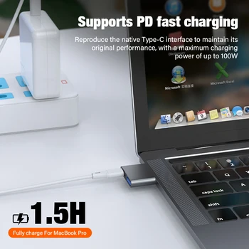 Двоен Разклонител USB Type C 3.0 Thunderbolt 3 от мъжа към Жената, Удлинительный адаптер, Жак 5K 40 Gbit/s, C USB Хъб за MacBook Pro/Air