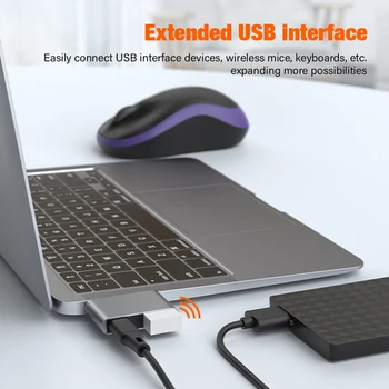 Двоен Разклонител USB Type C 3.0 Thunderbolt 3 от мъжа към Жената, Удлинительный адаптер, Жак 5K 40 Gbit/s, C USB Хъб за MacBook Pro/Air