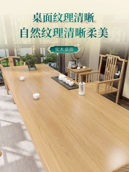 Чай маса и стол от масивна дървесина, една маса и пет стола, нов китайски битова масичка за кафе, офис масичка за кафе
