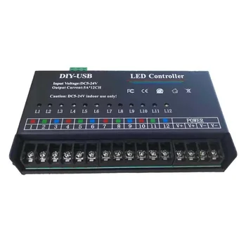 Led Програмируем контролер USB САМ LED Controller DC 12V 24V Поддържа Монохромную ивица 12Way или RGB Magic Color Strip 4Way