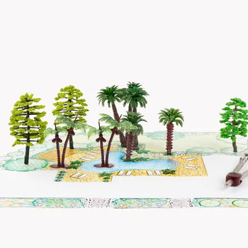10 бр., Малко изкуствено дърво, Малко Пясък маса, Симулация модел Кокос, Играчка дървета, PVC