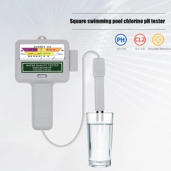 Устройство за тестване на качеството на водата, Преносим монитор за нивото на водата, измерване на PH на хлор, машина за висока точност Лесен за използване уред за проверка на басейна на спа