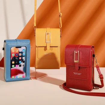 Нови многофункционални дамски чанти, Прозрачна чанта за телефон със сензорен екран, Тенденция Проста чанта през рамо, Женски модерен портфейл, чанта за монети