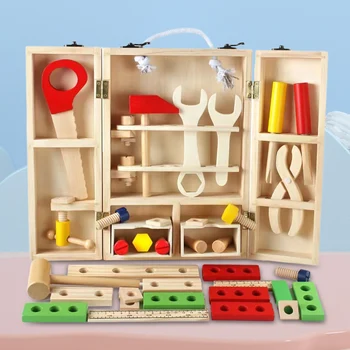 Креативен Строителен гама от Играчки За Сортиране по Цвят и Форма, Дървен Комплект Инструменти с Дръжка за Развитие на двигателни игри за Момчета и Момичета, 3, 4, 5 Години