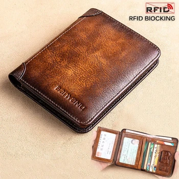 Мъжки портфейл от изкуствена кожа, Ретро тънък Кратък Многофункционален държач за кредитни карти, мъжки портфейл, малка чанта за пари
