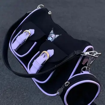Дамска чанта Sanrio Purple Fantasy Kuromi за подмишниците Y2k, Модерна чанта през рамо, Cartoony чантата, чанти, Ежедневни чанта през рамо