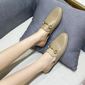 2023 Нова мода обувки Baotou Мюлер, ежедневни дамски чехли на равна подметка