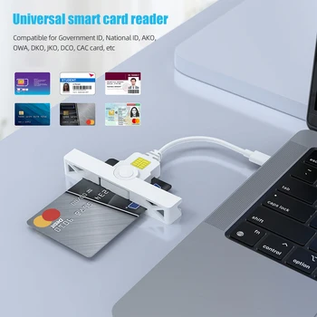 Устройство за четене на банкови карти USB2.0/Type-C, Складное устройство за четене на карти общ достъп, CAC на карти, съвместим за Windows/ Mac OS/ Android