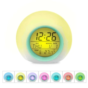 2X Детски будилник-Дигитални часовници и часовници с осветление за събуждане с 7 смените цветове, горивото натискане на бутона и функция за повторение за спални