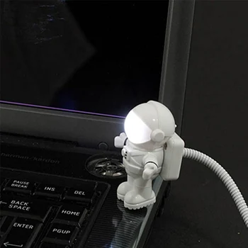 USB Джаджи Бял Гъвкав Космонавт Астронавт USB Тръба LED нощна светлина от Лампа За Четене Преносим 5 За Компютър, Лаптоп КОМПЮТРИ Лаптоп
