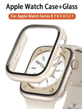 Стъкло + Калъф за Apple Watch case 44 мм 40 мм 45 мм 41 мм 42 мм 38 мм iWatch Accessorie Защитно фолио за дисплея на Apple watch серия 3 4 6 SE 7 8